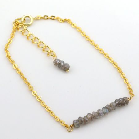 Labradorite Beaded bracelet dainty minimalist bracelet, Brass 22k gold plated bracelet, Handmade jewelry